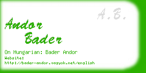 andor bader business card